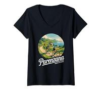 Damen Parenzana Gravel Bike Bikepacking - Italien nach Kroatien Fahrt T-Shirt mit V-Ausschnitt