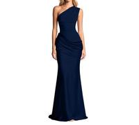 Damen Partykleid Maxikleid trägerlos rückenfrei mit Schlitz Plissiertes A-Linien-Abendkleid sexy elegant Cocktailkleid Sommer Kleid für Party Club Abend