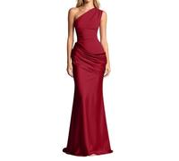 Damen Partykleid Maxikleid trägerlos rückenfrei mit Schlitz Plissiertes A-Linien-Abendkleid sexy elegant Cocktailkleid Sommer Kleid für Party Club Abend