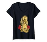Damen Patrón de la Esperanza San Judas Tadeo Apóstol de Jesús T-Shirt mit V-Ausschnitt