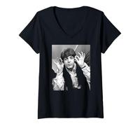 Damen Paul McCartney Die Beatles EIN Harter Tag, eine Nacht, Tussauds, 1964 T-Shirt mit V-Ausschnitt