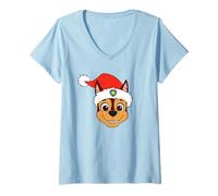 Damen PAW Patrol Chase Christmas Santa Hat T-Shirt mit V-Ausschnitt