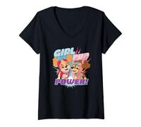 Damen PAW Patrol Girls Pups Power T-Shirt mit V-Ausschnitt