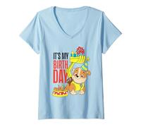 Damen Paw Patrol It's My Birthday Happy Birthday Rubble T-Shirt mit V-Ausschnitt
