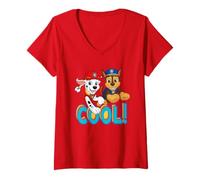Damen Paw Patrol Marshall and Chase Cool T-Shirt mit V-Ausschnitt