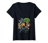 Damen Paw Patrol Police Pup Chase Lets Roll with Group T-Shirt mit V-Ausschnitt