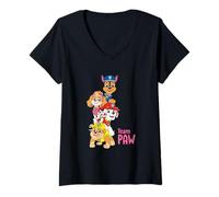 Damen Paw Patrol Team Paw T-Shirt mit V-Ausschnitt