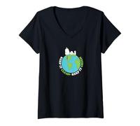 Damen Peanuts - Earth Day Snoopy Halten Sie es sauber Halten Sie es grün T-Shirt mit V-Ausschnitt