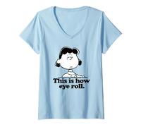 Damen Peanuts - Lucy So rollen die Augen T-Shirt mit V-Ausschnitt