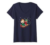 Damen Peanuts - Peppermint Patty Schlitten T-Shirt mit V-Ausschnitt
