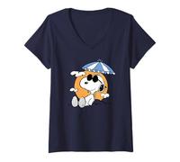 Damen Peanuts - Snoopy Beach Day T-Shirt mit V-Ausschnitt