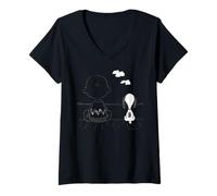 Damen Peanuts Snoopy Charlie Brown Beste Freunde zusammen BFF Retro T-Shirt mit V-Ausschnitt