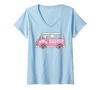 Damen Peanuts Snoopy Charlie Woodstock Festival Roadclassic Trip T-Shirt mit V-Ausschnitt