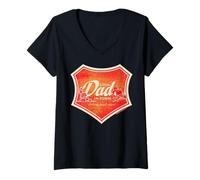 Damen Peanuts Snoopy Father Day Cool Best Greatest Dad Rodeo Retro T-Shirt mit V-Ausschnitt