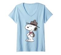 Damen Peanuts Snoopy Scout Leader Summer Adventure Classic Beagle T-Shirt mit V-Ausschnitt