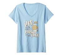 Damen Peanuts Worldwide - Peanuts - Spike Life Pies In The Face T-Shirt mit V-Ausschnitt