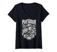 Damen Peat Seeker Mann mit Schiebermütze und Whisky T-Shirt mit V-Ausschnitt