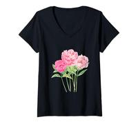 Damen Peony Flower - Bouquet of Peonies Women and Girls T-Shirt mit V-Ausschnitt