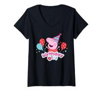 Damen Peppa Pig Happy Birthday Girl zum besonderen Tag, Partyspaß, Klassiker T-Shirt mit V-Ausschnitt