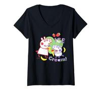 Damen Peppa Pig Ice Cream T-Shirt mit V-Ausschnitt