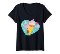 Damen Peppa Pig Yum Ice Cream T-Shirt mit V-Ausschnitt