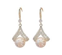 Damen Perlenohrringe in Roségold mit Zirkon Anhänger Tropfenform für Hochzeit Party Alltag Dekoration Schmuck Geschenk