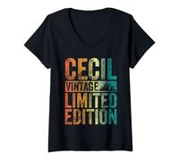 Damen Personalisiertes Name Shirt Cecil Vintage Limited Edition T-Shirt mit V-Ausschnitt
