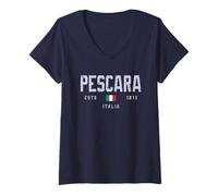 Damen Pescara, Italien, Feld//Pescara, Italien T-Shirt mit V-Ausschnitt