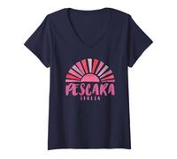 Damen Pescara Italien/Pescara Abruzzo Italia Sunrise T-Shirt mit V-Ausschnitt