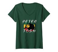 Damen Peter Tosh Rasta Foto von Adrian Boot T-Shirt mit V-Ausschnitt, Waldgrün, XXL