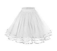 Damen Petticoat Unterrock Reifrock für 1950er Rockabilly Kleid - Vintage A-Linie Tutu Rock - Underskirt für Wedding Bridal (White, One Size)