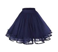 Damen Petticoat Unterrock Reifrock für 1950er Rockabilly Kleid, Vintage A-Linie Tutu Rock, Wedding Bridal Underskirt (Navy, One Size)
