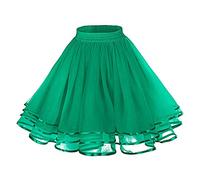 Damen Petticoat Unterrock Reifrock Underskirt für 1950er Rockabilly Kleid Damen Vintage A-Linie Kleid Tutu Rock Petticoat Rockabilly Kleid Unterrock für Wedding Bridal (Green, One Size)