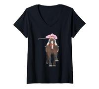 Damen Pferderennen Jockey Derby Equestrian Graphic T-Shirt mit V-Ausschnitt