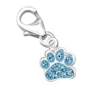 Damen Pfoten Charm Anhänger für Armbänder echt 925 Sterling Silber mit Zirkonia Bettelarmband Geschenk Mädchen Karabiner Pfötchen Türkis K471o +V2