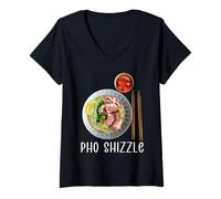 Damen Pho Shizzle Lustige Vietnamesische Nudelsuppe Asiatische Lebensmittel T-Shirt mit V-Ausschnitt
