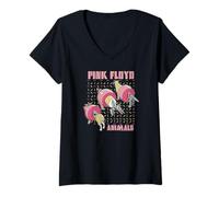 Damen Pink Floyd Animals 2018 Remix Schwein, Wolf, Schaf T-Shirt mit V-Ausschnitt