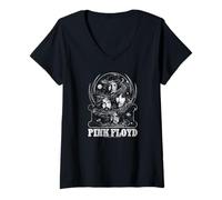 Damen Pink Floyd Cosmic Faces in Bedrängnis T-Shirt mit V-Ausschnitt