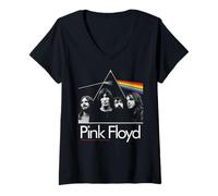 Damen Pink Floyd Dark Side Prism Rainbow Classic Rock T-Shirt mit V-Ausschnitt