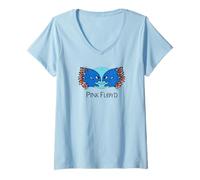 Damen Pink Floyd Division Bell Luftschiff Blimp Faces 1994 T-Shirt mit V-Ausschnitt