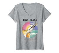 Damen Pink Floyd Klassisches Album Wish You were Here T-Shirt mit V-Ausschnitt