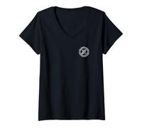 Damen Pink Floyd WYWH50 Briefmarken Wish You were Here 50th Anniversary T-Shirt mit V-Ausschnitt