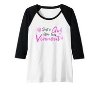 Damen Pink Just a Girl who Loves Vermont, Cute Vermont Girl Raglan