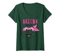 Damen Pinke Halstuch-Grafik mit Teenage Mutant Ninja Turtles T-Shirt mit V-Ausschnitt
