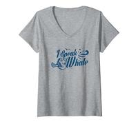 Damen Pixar Finding Nemo I Speak Whale Dory T-Shirt mit V-Ausschnitt, Grau Meliert, XL