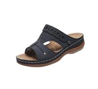 Damen Plateau Pantoletten Sale Frauen Sommer Keilabsatz Leder Hausschuhe Slingback Orthopädische Sandalen mit Weiche Fussbett Outdoor Wandersandalen Sommer Bequem Sandaletten Vintage Sommerschuhe