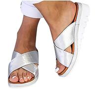 Damen Plateau Sandals Gekreuzte Riemen Sandalen Frauen Glitzer Sandalette rutschfeste Sandal Dicke Sohle Sandale Offene Zehe Sandaletten Strand Wandersandale Slippers Atmungsaktiv Slippers