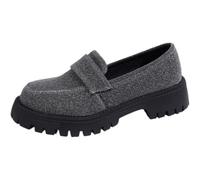 Damen Plateau-Slipper aus Kunstleder, klobige Sohle, Weite | Penny Shoes Glitzer-Plateau-Loafer, runde Zehenpartie, niedrig, rutschfest, für Arbeit, Büro, formelle Schuhe
