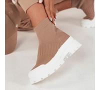 Damen Plateau-Sockenschuhe, leichte Slip-On-Sneaker ohne Schnürsenkel, stylische Casual-City-Schuhe, bequeme Damen-Alltags-Sneaker, flexible und atmun