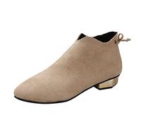 Damen Plateaustiefel zum Reinschlüpfen Kurze Stiefeletten modisch für Damen Flock einfarbig Herbst Dicke Sohle quadratische Absätze Reißverschluss Kurze Stiefeletten runde Zehenschuhe